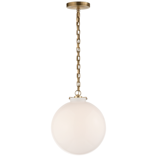 Katie Globe Pendant - White Glass